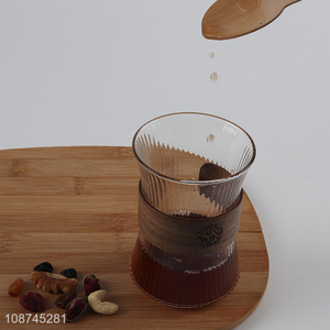 Online wholesale <em>glass</em> tea <em>cup</em> <em>glass</em> coffee mug with wooden <em>cup</em> sleeve