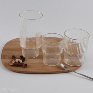 Good quality transprent vertical striped <em>glass</em> coffee mug tea <em>cup</em>