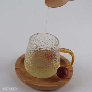 Wholesale anti-scald heat resistant textured <em>glass</em> tea <em>cup</em> coffee mug
