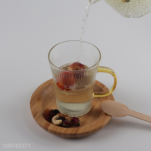 Online wholesale <em>glass</em> mug vertical striped <em>glass</em> tea <em>cup</em> with handle