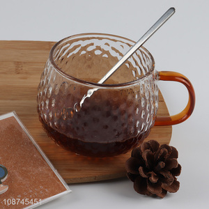 Factory price <em>glass</em> coffee latte espresso mug textured <em>glass</em> tea <em>cup</em>