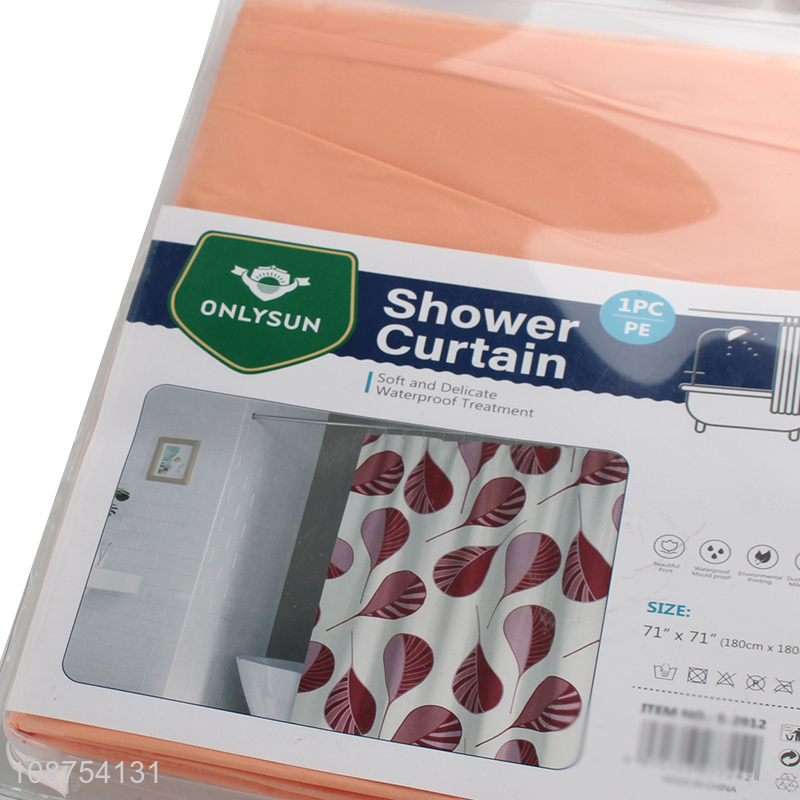 Good quality plastic shower curtain set with 8 curtain hooks
