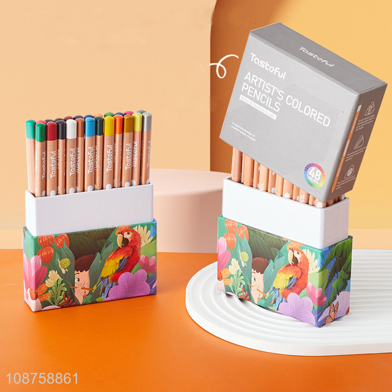 Wholesale 48-color jumbo premium colored pencils wooden drawing pencils