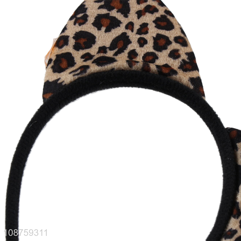 Wholesale leopard headband animal ear hair hoop for women girls kids