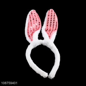 High quality sequin plush bunny ear headband cosplay costume accessories