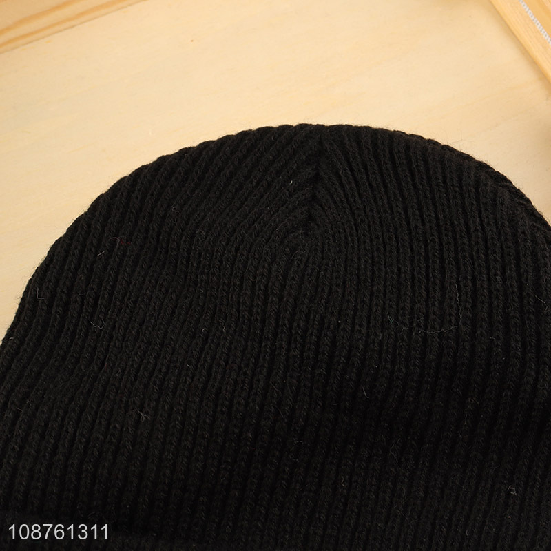 Online wholesale men women winter warm hat custom logo cuff beanie