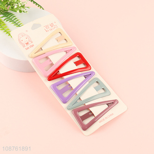 Top products candy color triangle hollow girls <em>hairpin</em> set