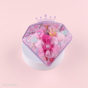 Wholesale cute plastic ring and <em>hairpin</em> set with diamond case for girls