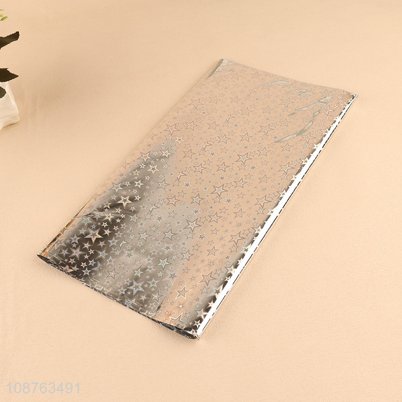 Hot sale party supplies laser star table cloth plastic table cover