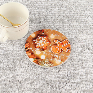 New product Christmas ceramic coaster with cork