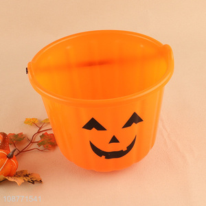 Factory supply portable <em>plastic</em> Halloween pumpkin <em>bucket</em>