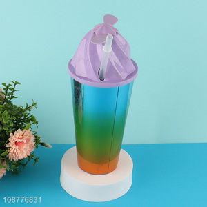 Online wholesale plastic water cup with <em>straw</em> & lid