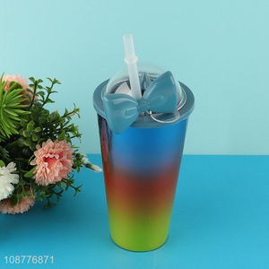 New product colorful plastic water bottle with <em>straw</em>