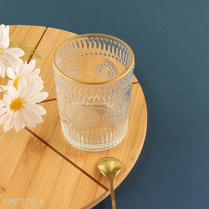 Online wholesale clear glass water cup with gold brim