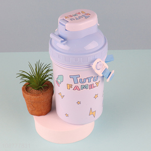 Wholesale cute water bottle with <em>straw</em> for kids