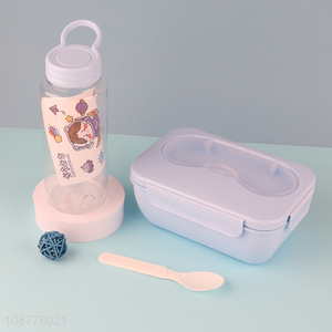 New product plastic lunch box with <em>spoon</em> & water bottle