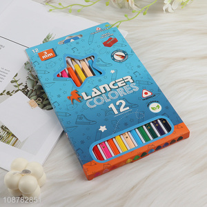Good quality 12pcs pre-sharpened colored pencils with sharpener