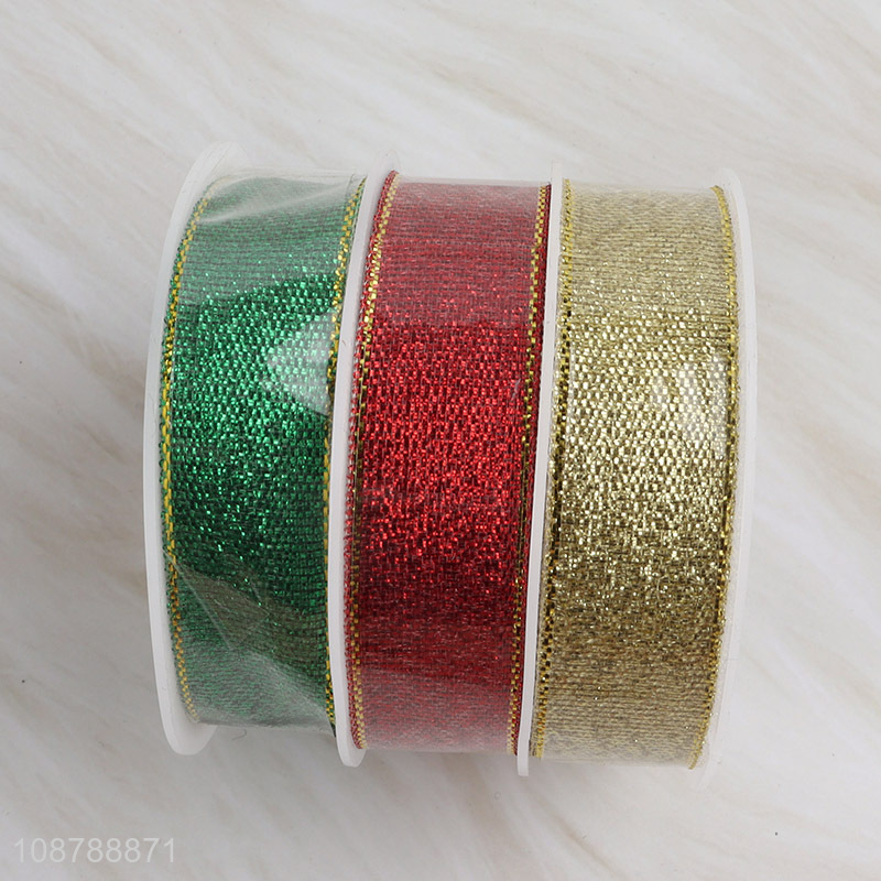 Wholesale 24pcs metallic glitter ribbons for gift wrapping