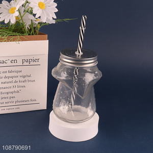 New arrival glass drinking cup with straw