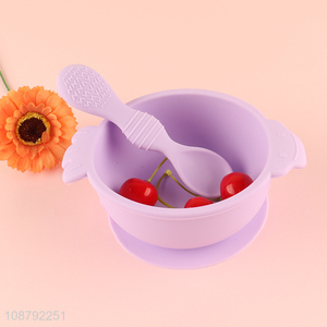 Hot selling silicone baby bowl and <em>spoon</em> set