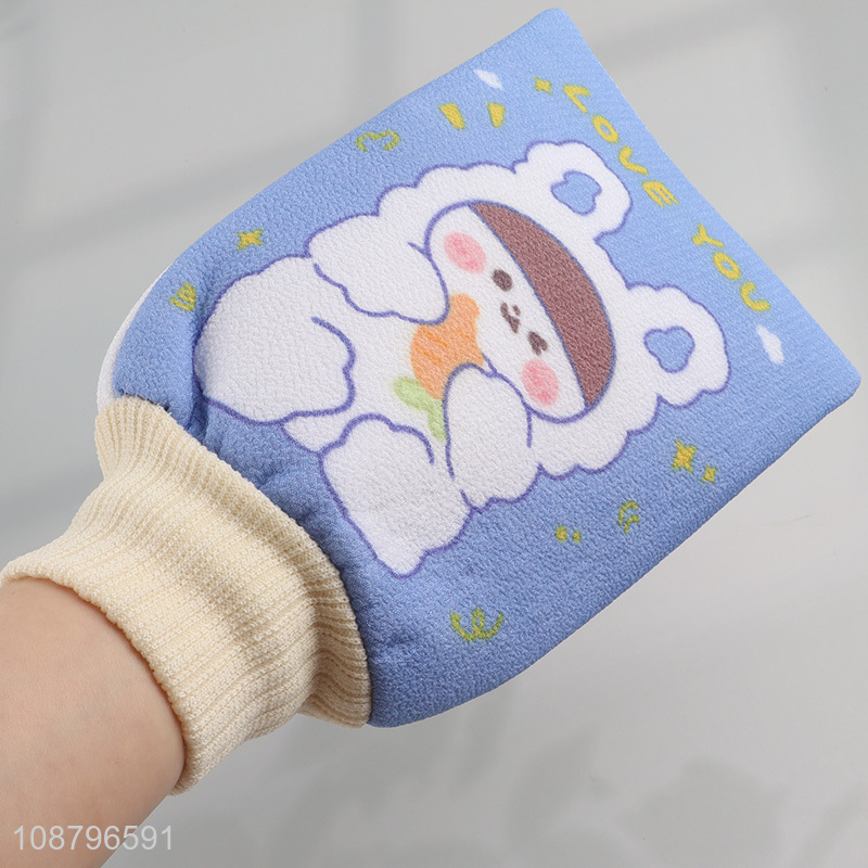 Hot selling cartoon print exfoliating bath glove for kids