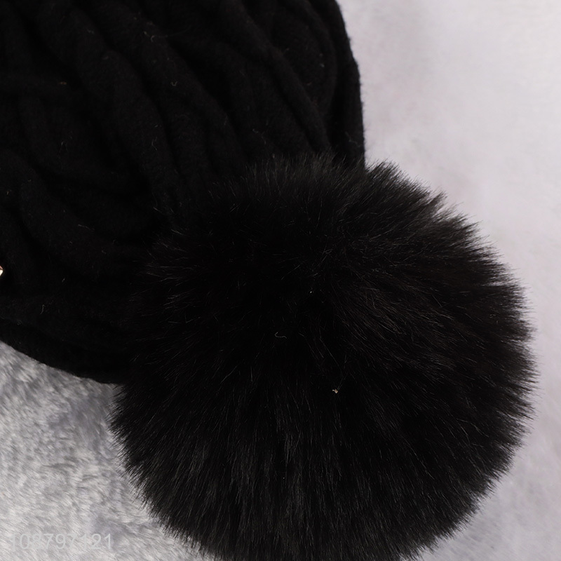 Yiwu market women's winter warm beanie skull cap cuffed hat
