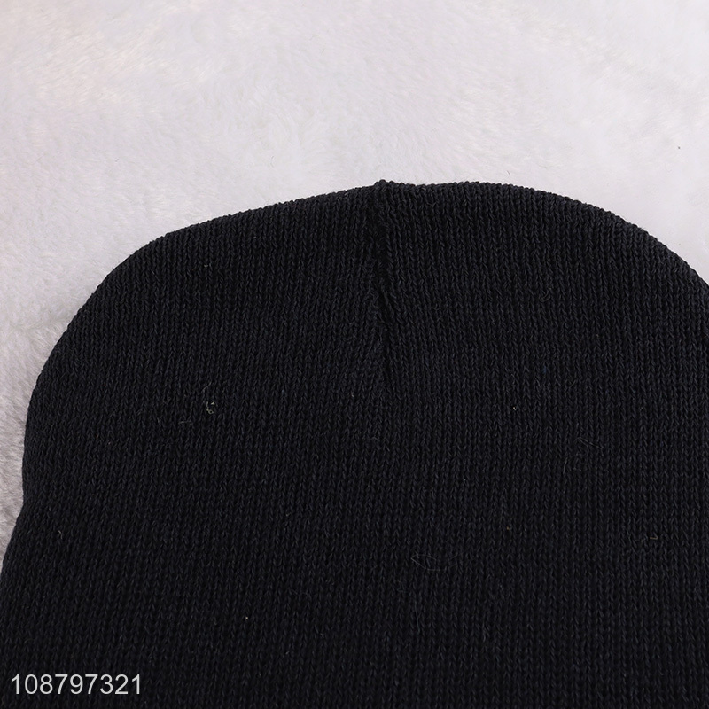 Good quality men's knit cuffed hat winter slouchy beanie