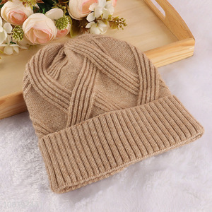 Hot selling winter hat cuffed beanie knitted cap for women