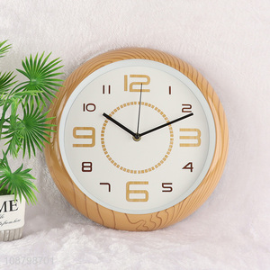 China imports round wood grain plastic wall clock for decoration