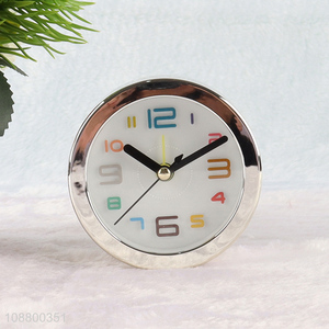 Hot selling round analog alarm clock bedside desk clock