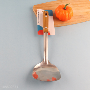 Custom logo wok spatula with imitation wood grain handle