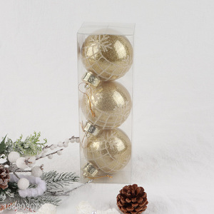 Top selling 3pcs golden christmas hanging ornaments ball