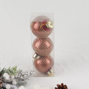 Factory price 3pcs round hanging ornaments christmas ball