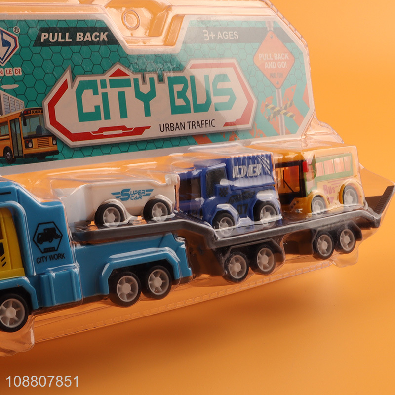 Best quality children pull back city bus toy set