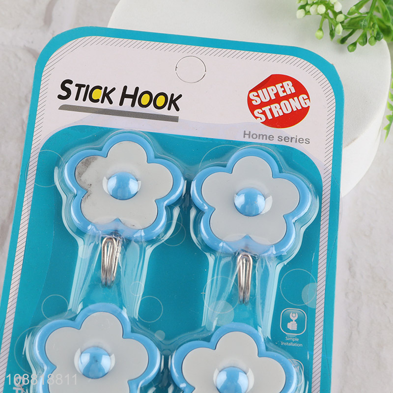 Wholesale 6pcs flower shaped waterproof oilproof plastic sticky hooks