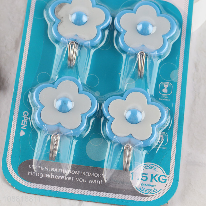 Wholesale 6pcs flower shaped waterproof oilproof plastic sticky hooks