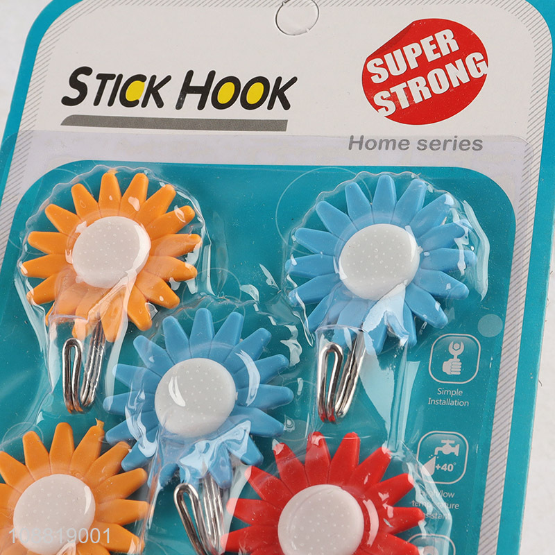 Online wholesale 5pcs sunflower shaped sticky hooks towel hooks
