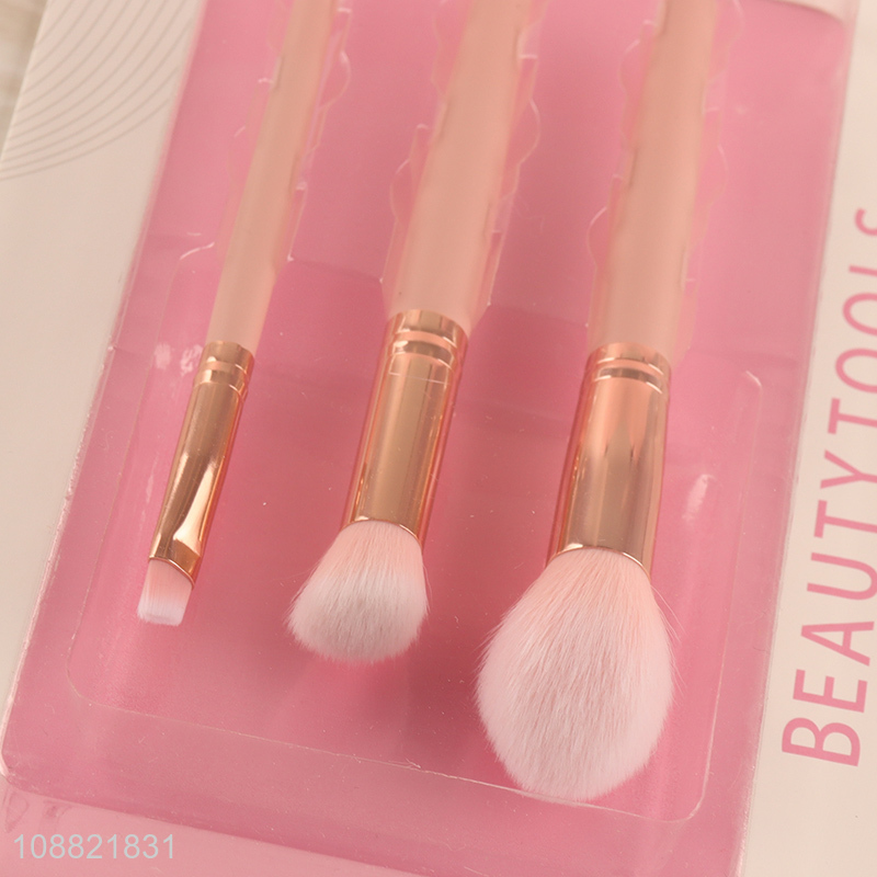 Top products wooden handle 3pcs makeup brush set for sale