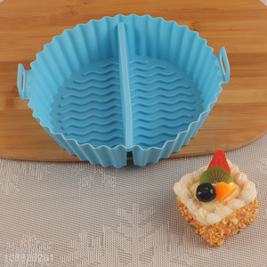 New product 2-compartment silicone air fryer liner basket for oven