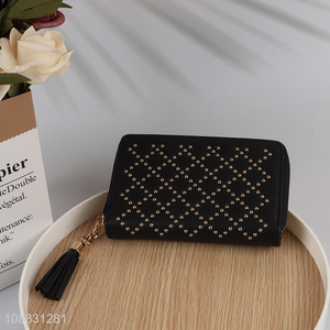 Wholesale rivet pu leather <em>wallet</em> credit card holder for <em>women</em>