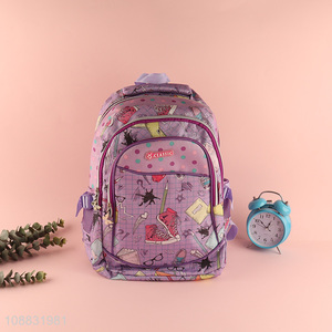 Factory wholesale purple polyester <em>school</em> bag <em>school</em> <em>backpack</em>