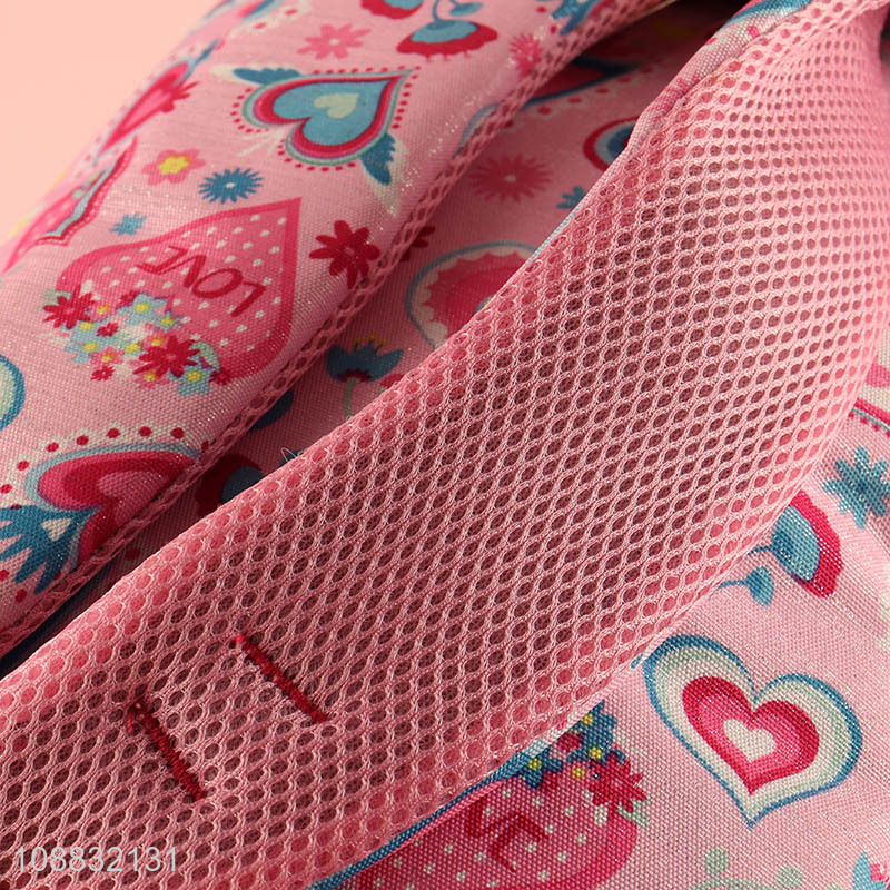 Good selling pink heart pattern school bag school backpack