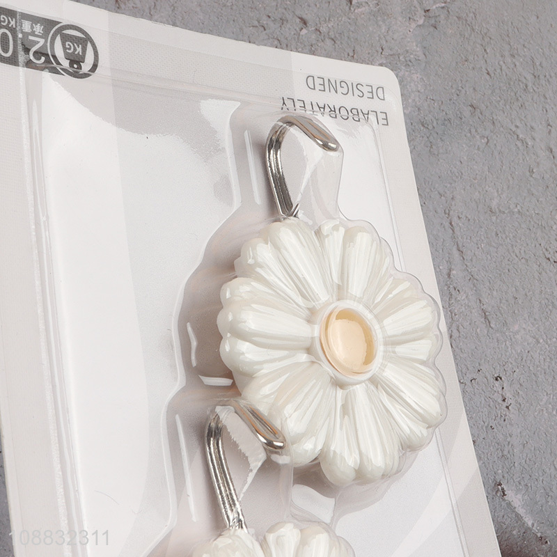 Popular product 2pcs flower shaped wall hanging hooks sticky hooks