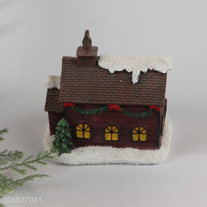 Good quality resin Christmas house figurines tabletop decoration