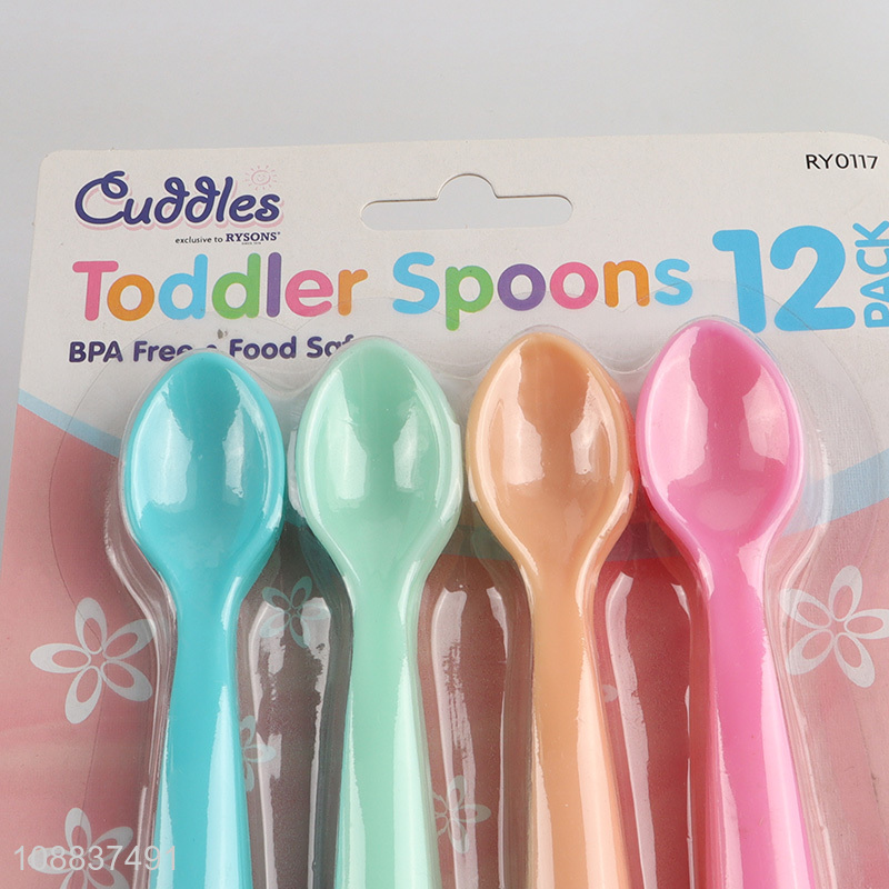 Wholesale 12pcs mini plastic dessert spoons colorful tasting spoons