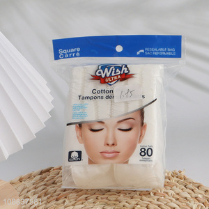 Factory price 80 count facial cotton pads for face cleaning