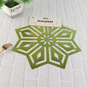 Best selling green hollow tabletop decoration pvc place mat wholesale