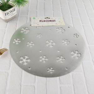 Hot selling round snowflakes pvc place mat dinner mat wholesale
