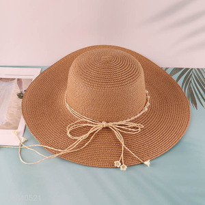 Hot selling women <em>straw</em> hat wide brim beach sun hat