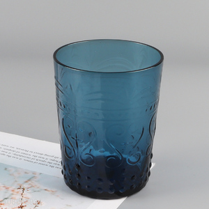 Low price embossed glass unbreakable water cup drinking cup